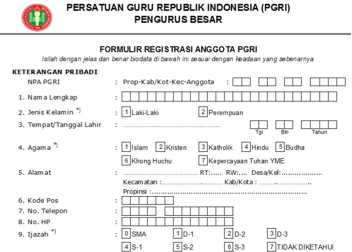 Pendaftaran PGRI Melawi - Persatuan Guru Republik Indonesia Cabang Melawi
